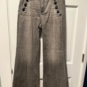 White House Black Market Gray Wide-Leg Button Detail Jeans